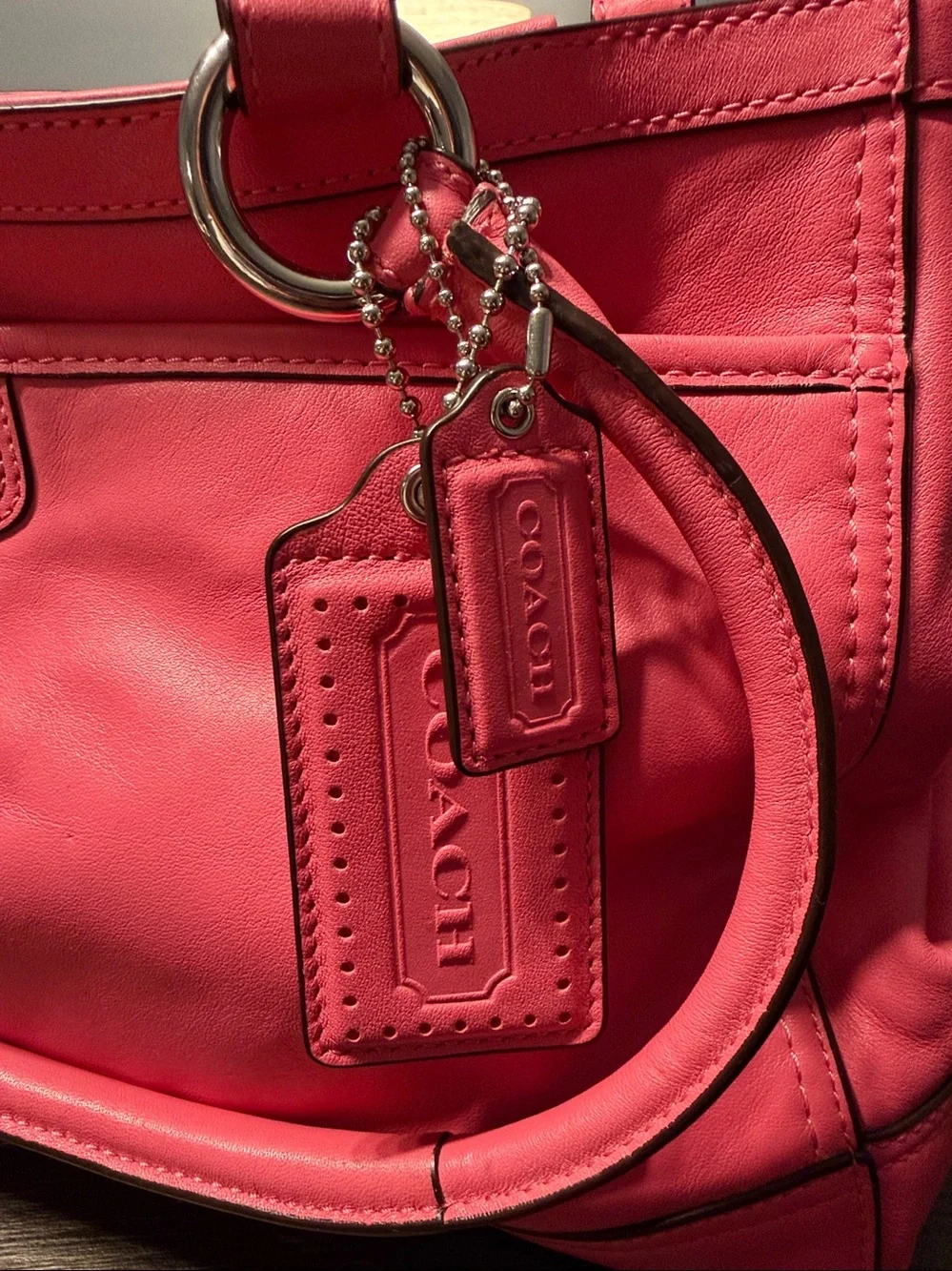 Coach Park Pink Leather Carryall Tote Shoulder Bag F19728